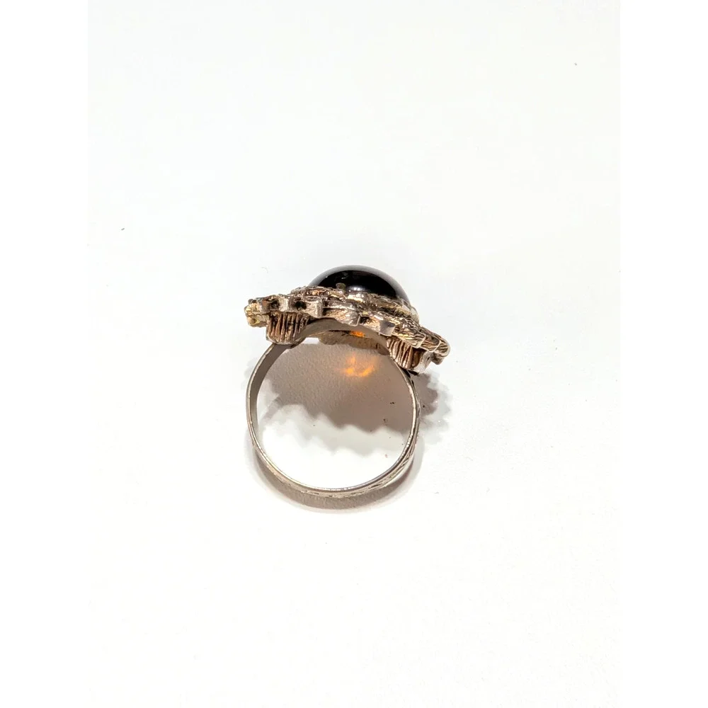 Tortoise Gass Fashion Ring, Gold-tone Oval Adjustable Brown‎ Vintage r-45